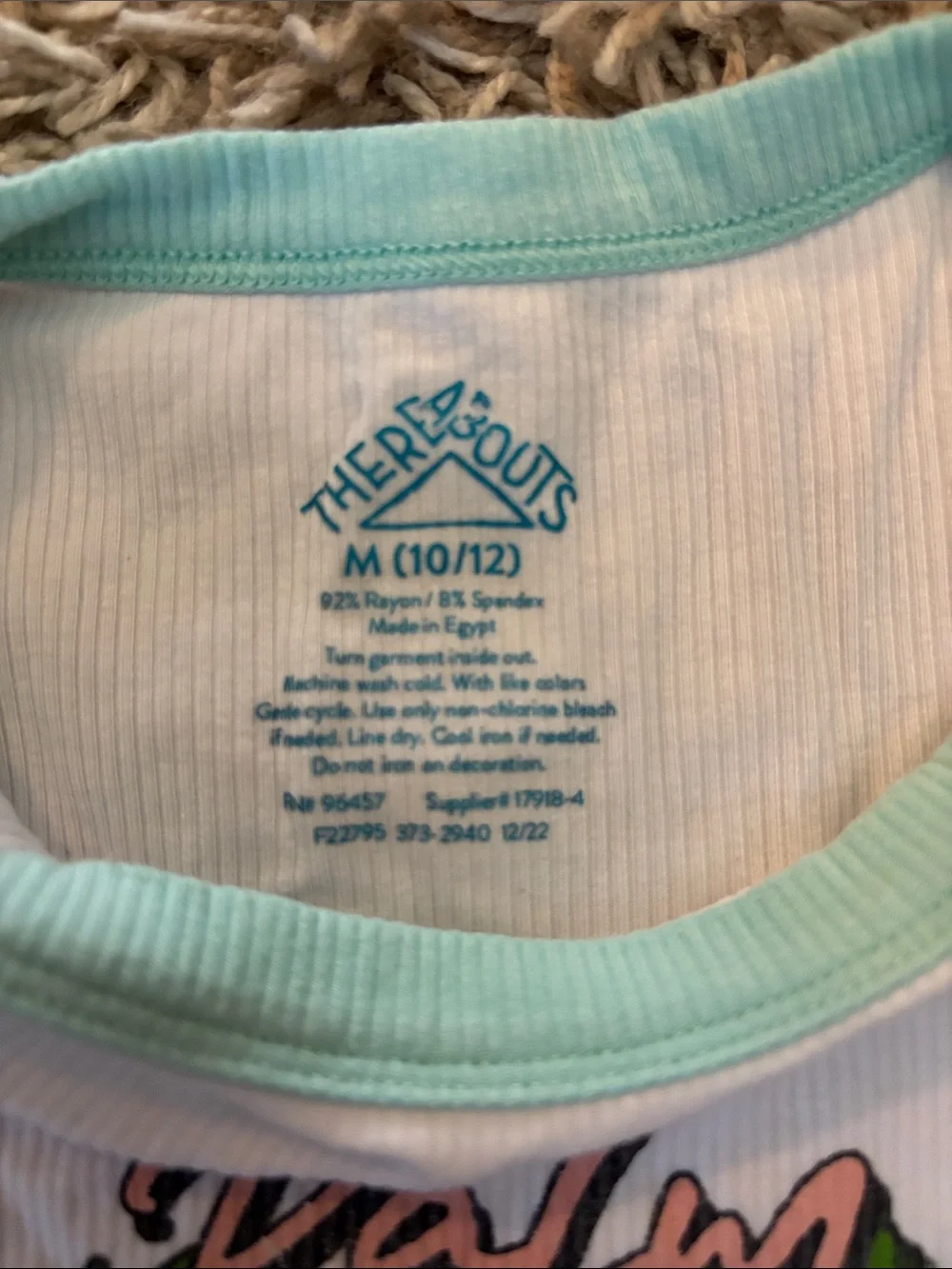 Palm Springs Graphic Tank Top - White with Mint Trim